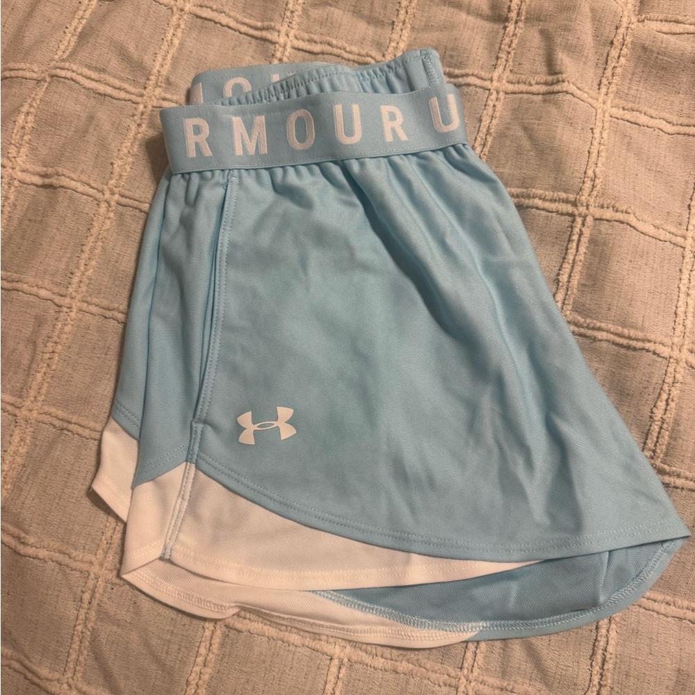Under Armour Sky Blue and White Athletic Shorts